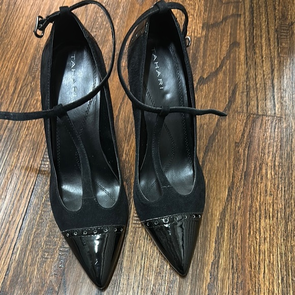 Tahari Black High Heel Stilettos with Ankle Strap - Picture 1 of 1